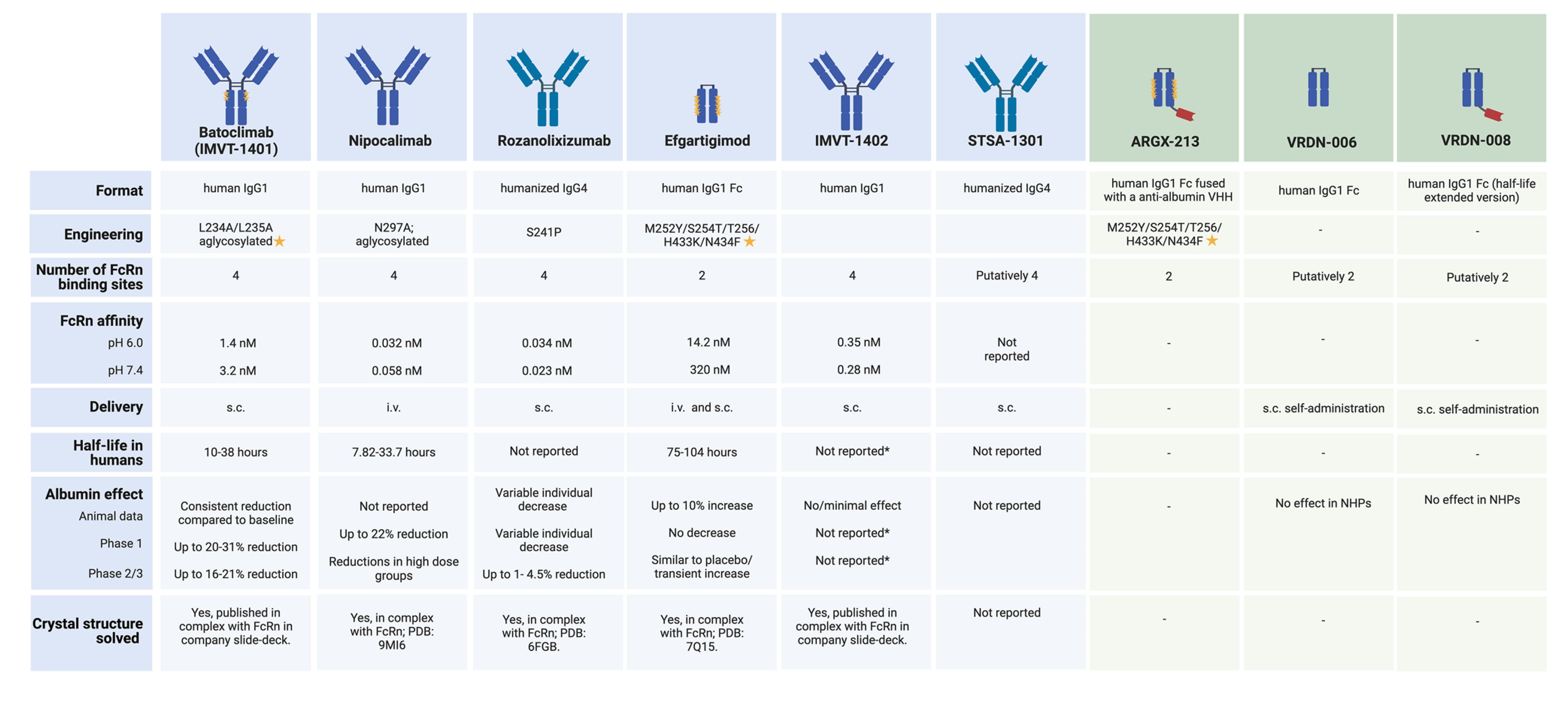 已获批准并处于研发阶段的FcRn拮抗剂