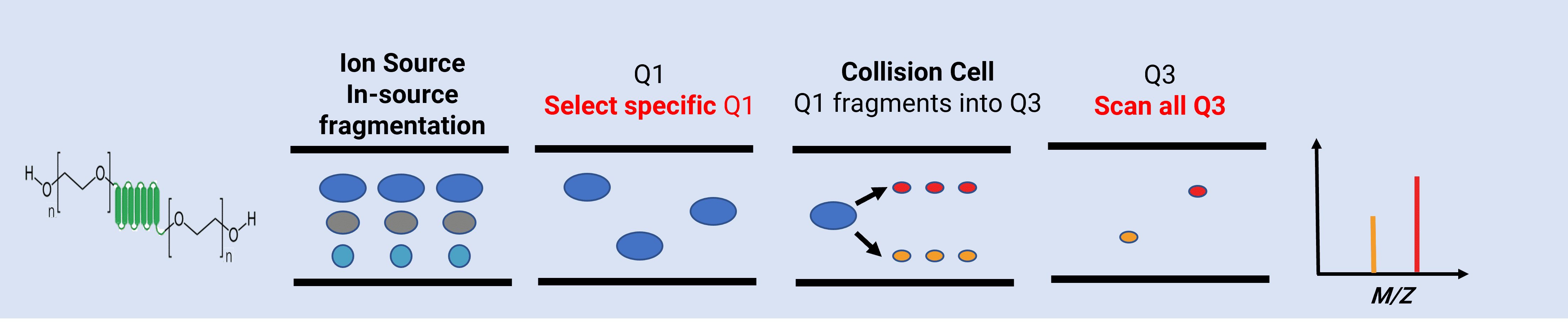 Schematic diagram of product ion scan